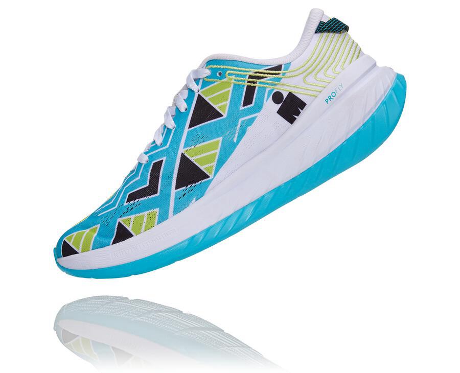 Running Shoes Womens - Hoka One One Ironman Kona Carbon X - Blue/White - SHQEPNT-73